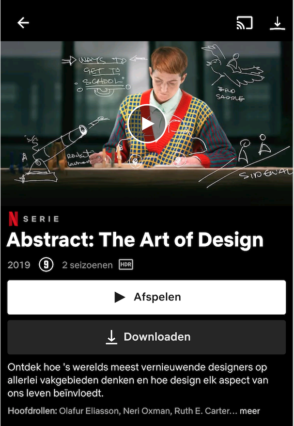 Afbeelding: Overzicht van de Netflix docu-serie Abstract The Art of Design vol creatieve inspiratie